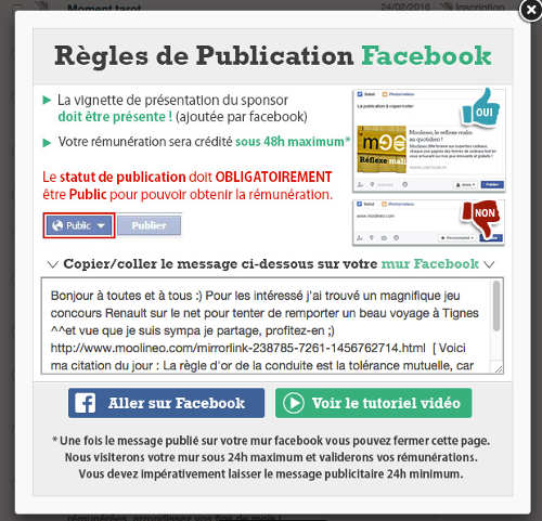 Comment publier sur Facebook avec Moolineo et gagner un peu d'argent?