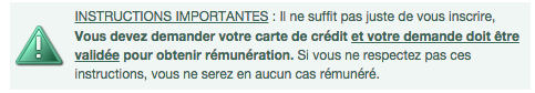 Attention à bien respecter ces instructions