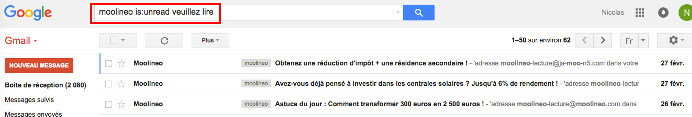 copie d'écran emails avec Moolineo