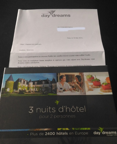 Nuits d'hôtel gagnées grâce à un jeu concours