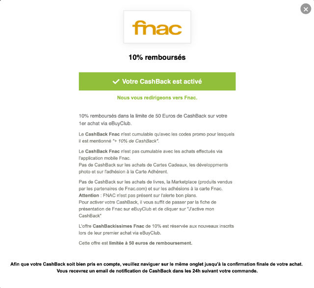 avis ebuyclub activation cashback