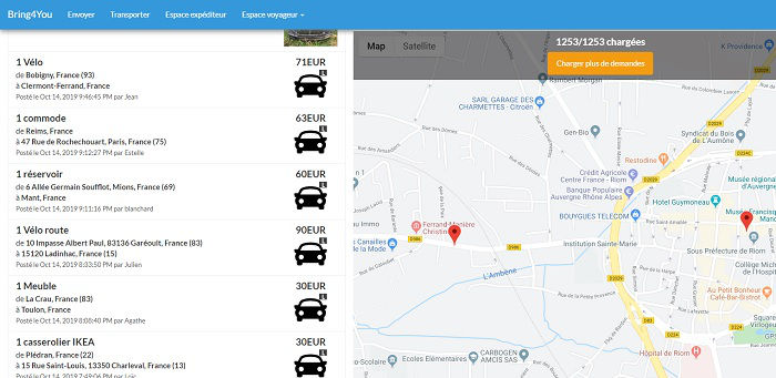 transport de colis entre particulier Bring4You