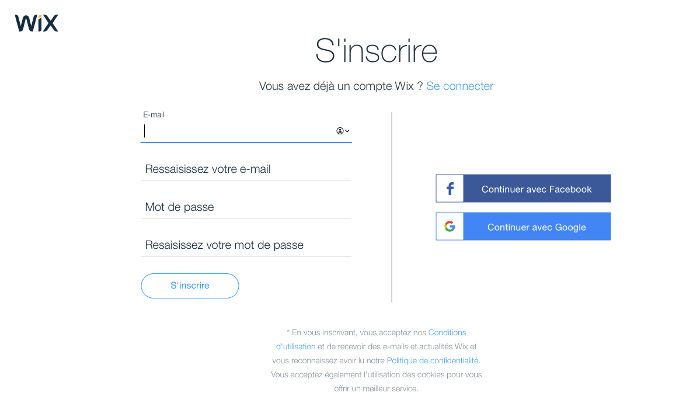 avis wix inscription